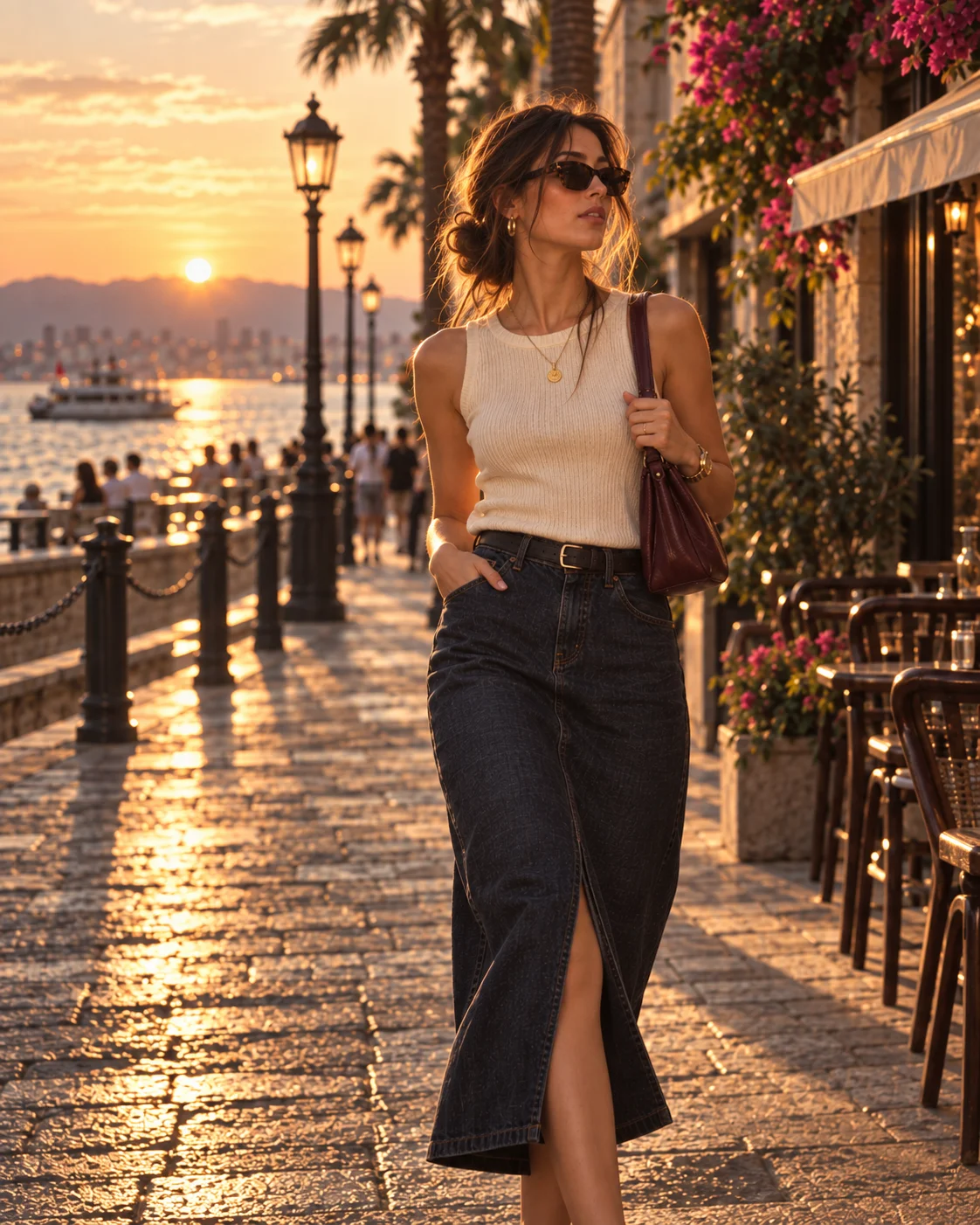 Şehir stilinde kadın moda çekimi